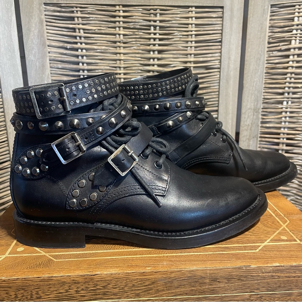 Saint Laurent Studded Ankle Strap ‘Ranger Boot’ - size 37.5 - Picture 3 of 10